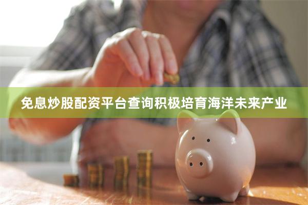 免息炒股配资平台查询积极培育海洋未来产业